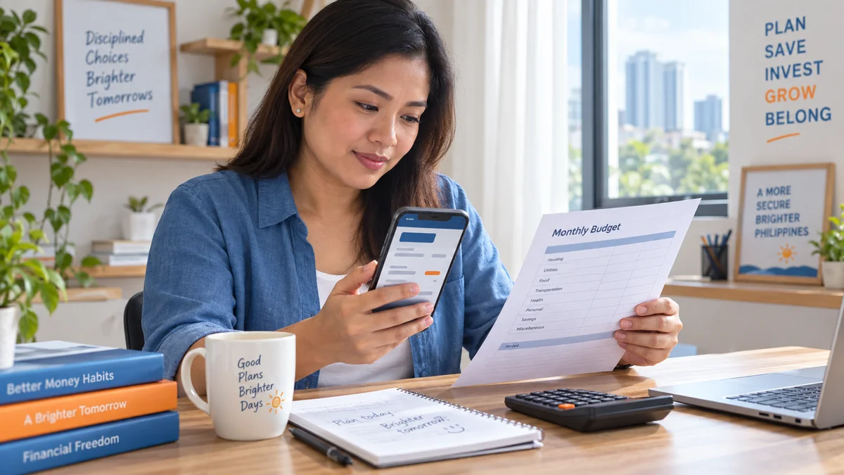 First-time borrower checking a loan contract against a monthly budget